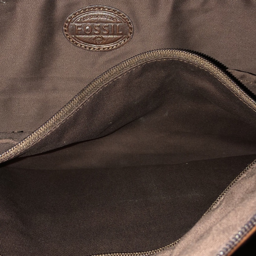 Fossil Dark Brown Leather Messenger Bag - Picture 3 of 5